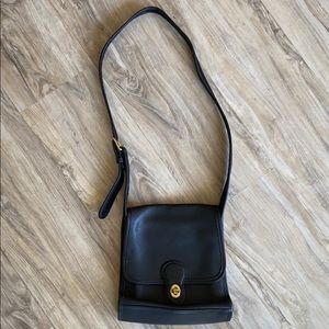 Vintage Coach Black Leather Shelburne Crossbody